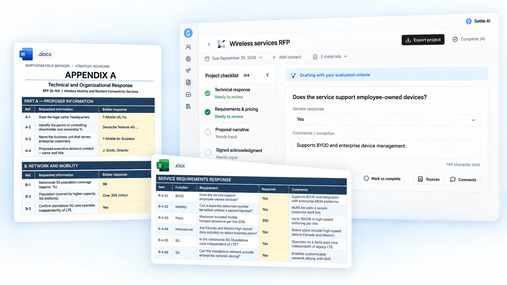 Projects 3.0: turn your RFP documents into a strategy, response workspace, and completed files.