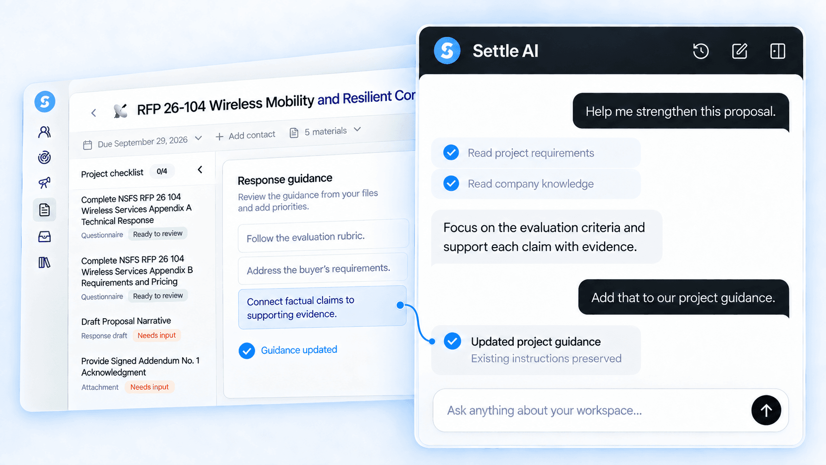 Settle AI: use your workspace context and get work done through conversation.