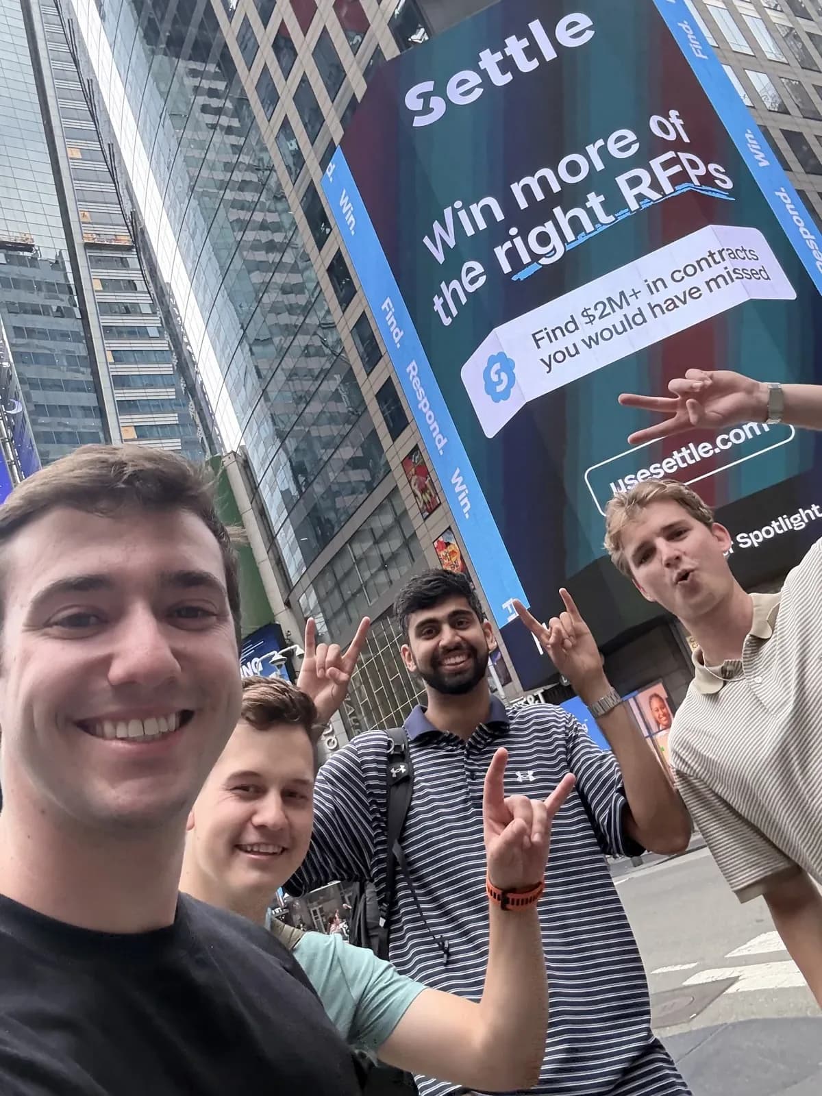 Settle team in Times Square