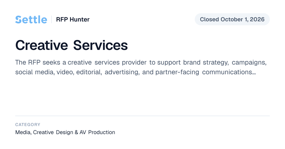 Creative Services (Closed) | Settle RFP Hunter