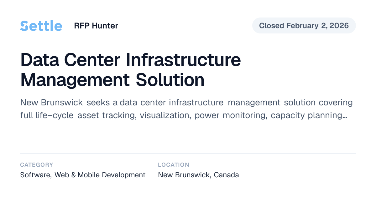 Data Center Infrastructure Management Solution (Closed) | Settle RFP Hunter