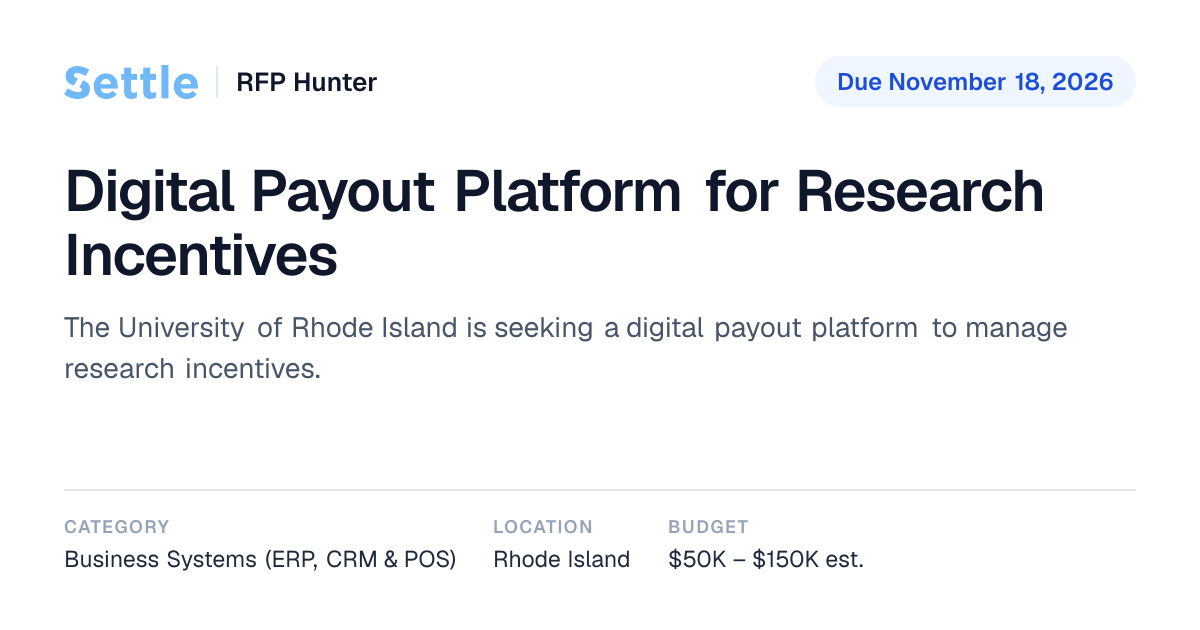 Digital Payout Platform for Research Incentives (Due November 18, 2026 ...