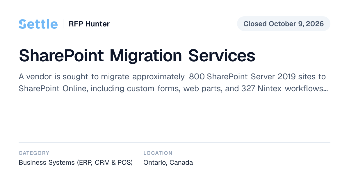 SharePoint Migration Services (Closed) | Settle RFP Hunter